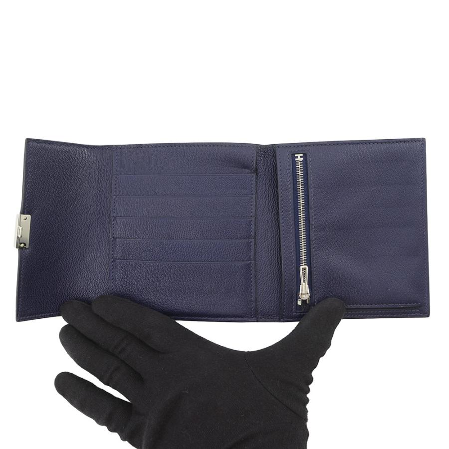 エルメス 三つ折り財布 クリック12 ネイビー/シルバー金具アリゲーターマット Z刻印 財布 【安心保証】の画像