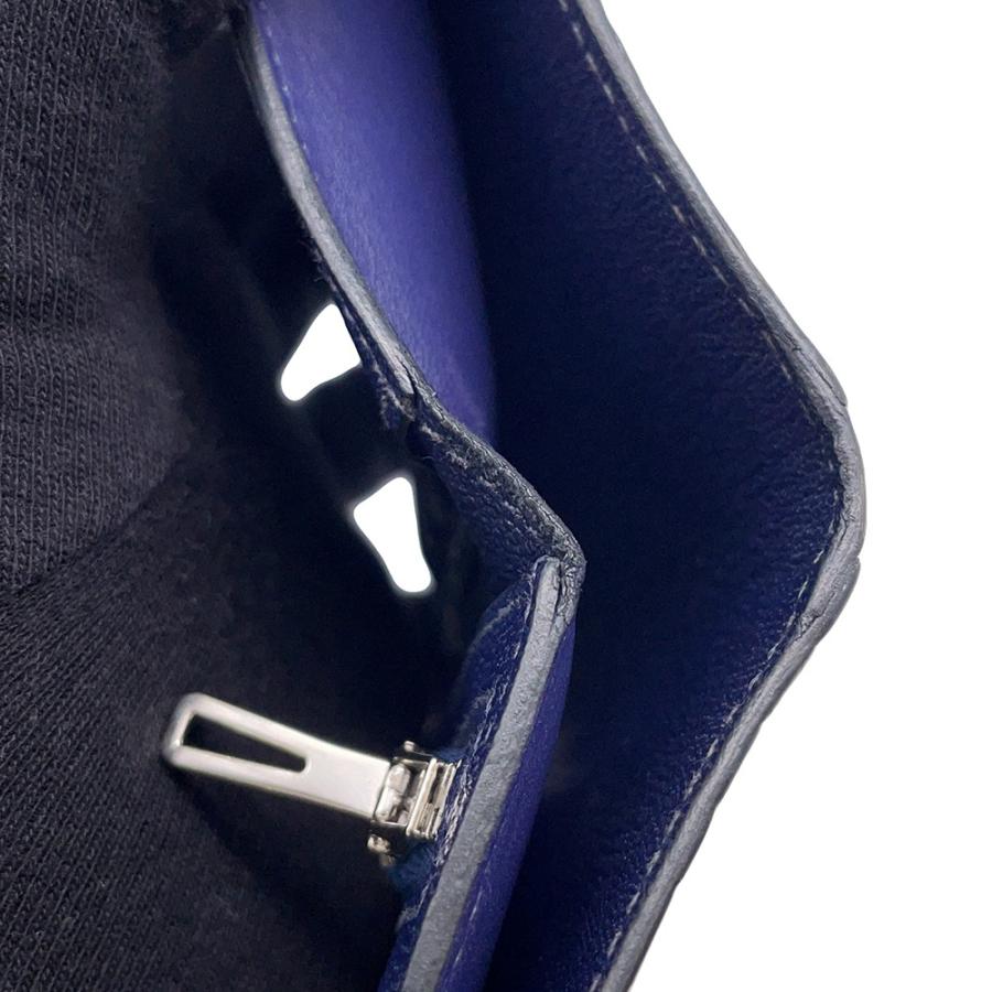 エルメス 三つ折り財布 クリック12 ネイビー/シルバー金具アリゲーターマット Z刻印 財布 【安心保証】の画像