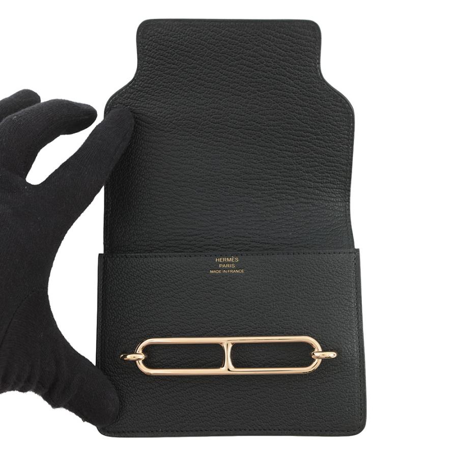 エルメス 財布 ロウリス ルリ スリム ブラック/ゴールド金具 シェブルミゾル B刻印 財布 黒 【安心保証】の画像