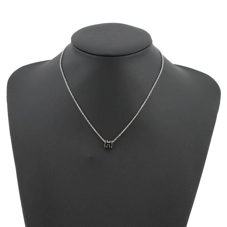 エルメス ネックレス ミニ・ポップアッシュ ブラック/シルバー金具