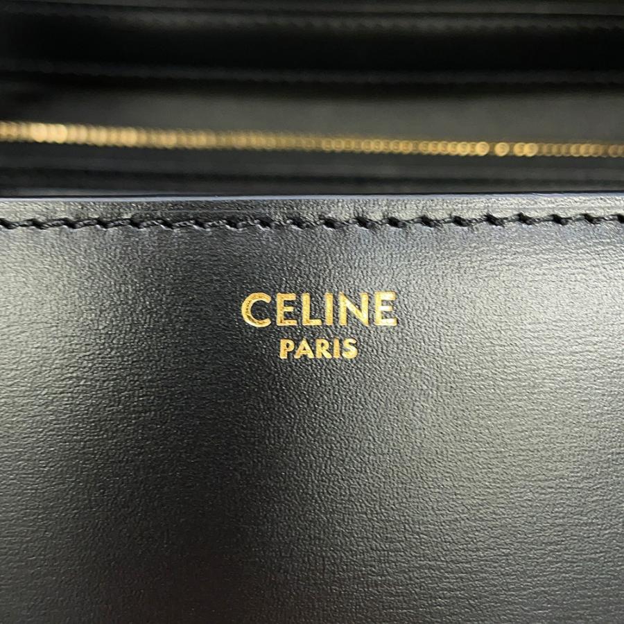 セリーヌ ショルダーバッグ クラシックボックス ミディアム ボックスカーフレザー 189173DLS CELINE 黒 セリーヌ ショルダーバッグ クラシックボックス ミディアム ボックス