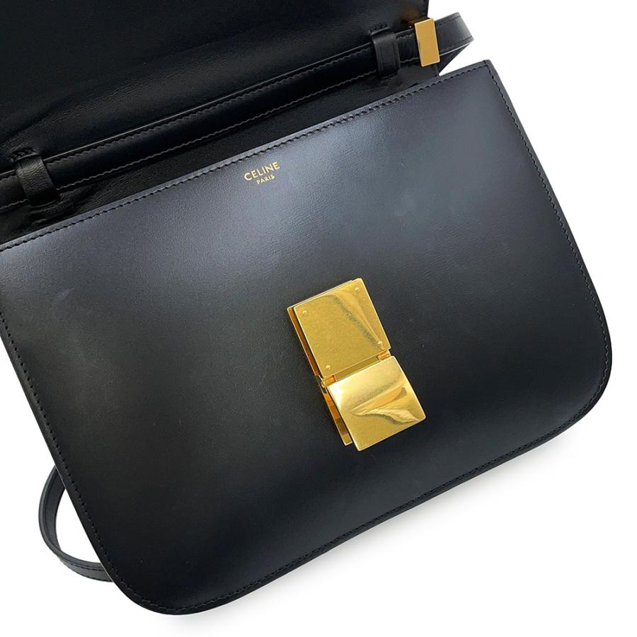 セリーヌ ショルダーバッグ クラシックボックス ミディアム ボックスカーフレザー 189173DLS CELINE 黒 セリーヌ ショルダーバッグ クラシックボックス ミディアム ボックス