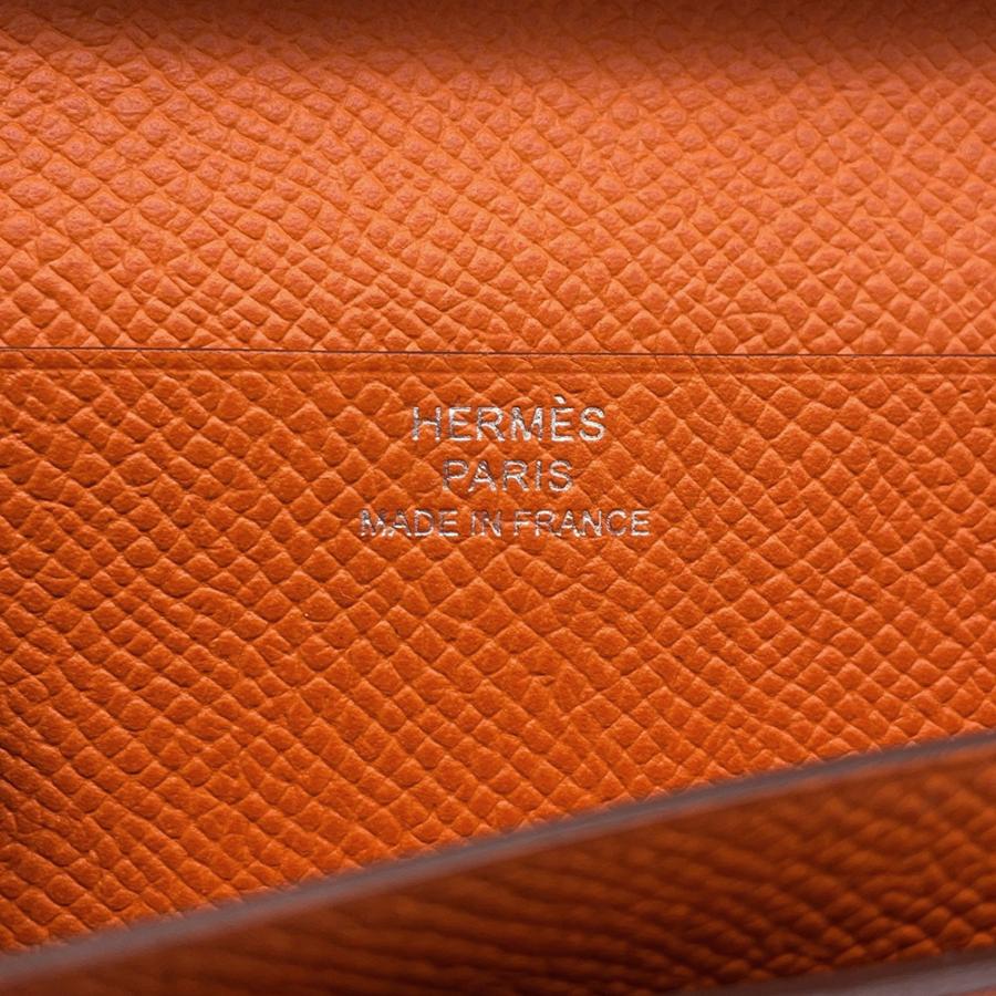 【半期決算セール開催中】 エルメス 長財布 ベアンスフレ ヴェルソ ルビー/オレンジ/シルバー金具 エプソン B刻印 財布_7