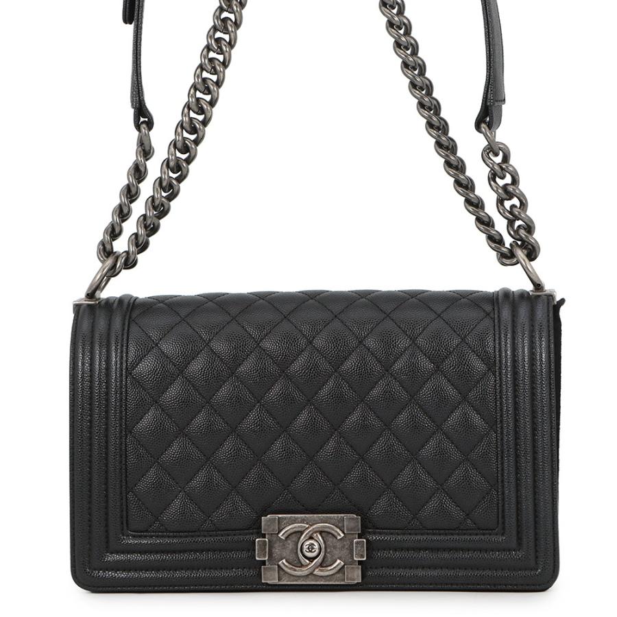 シャネル チェーンショルダーバッグ マトラッセ ココマーク ボーイシャネル キャビアスキン A67086 CHANEL 黒 シャネル チェーンショルダーバッグ マトラッセ ココマーク ボーイ