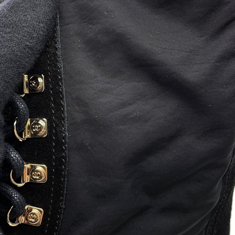 シャネル ショートブーツ ココマーク レースアップ ナイロン/パテント レディースサイズ36C G38086 CHANEL 靴 黒 【安心保証】_6