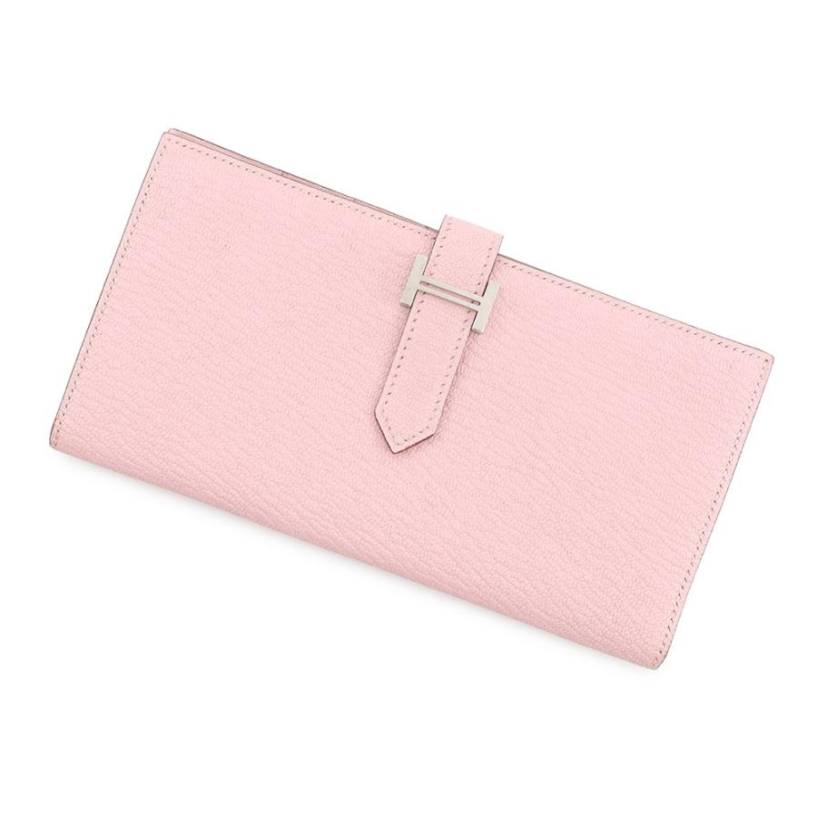 エルメス 長財布 ベアンスフレ ローズサクラ/シルバー金具 