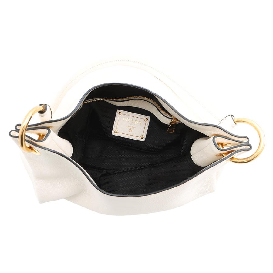 PRADA ワンショルダーバック レザー ロゴ型押し オフホワイト プラダ ワンショルダーバッグ ロゴ レザー 1BC051 PRADA 白 【安心保証