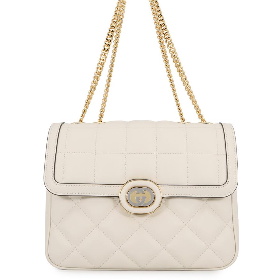 グッチ ショルダーバッグ デコ チェーンショルダーバッグ レザー 850524 GUCCI 2way バッグ 白 アウトレット品 グッチ ショルダーバッグ デコ チェーンショルダーバッグ レザー