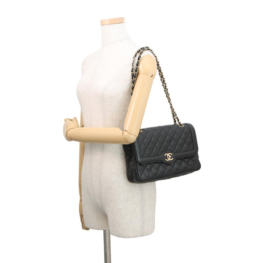 シャネル チェーンショルダーバッグ マトラッセ ココマーク ダブルチェーン ソフトキャビアスキン CHANEL 黒 【安心保証】_3