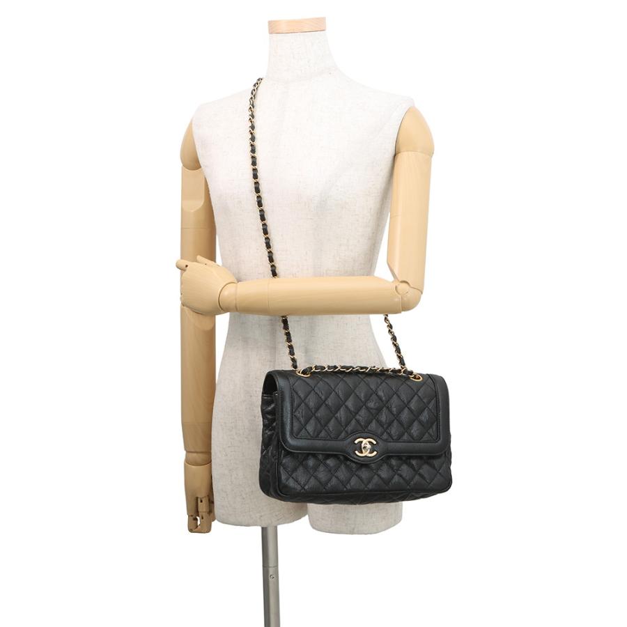 シャネル チェーンショルダーバッグ マトラッセ ココマーク ダブルチェーン ソフトキャビアスキン CHANEL 黒 【安心保証】_4