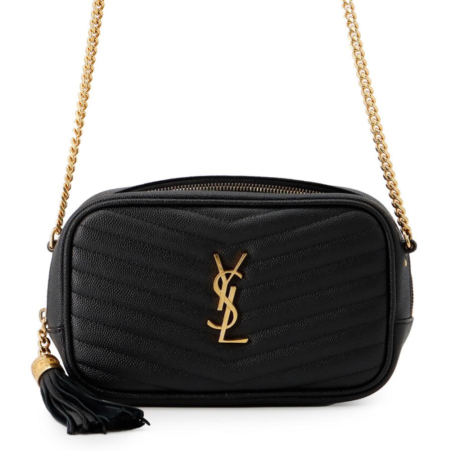 サンローランパリ チェーンショルダーバッグ ルー ミニ レザー 618057 SAINT LAURENT PARIS 黒 タッセル付き サンローランパリ チェーンショルダーバッグ ルー ミニ レザー 618057