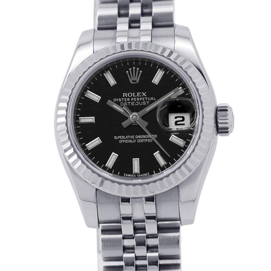 ロレックス デイトジャスト ランダムシリアル ルーレット 179174 ROLEX 腕時計 ウォッチ 黒文字盤 ロレックス デイトジャスト ランダムシリアル ルーレット 179174 ROLEX