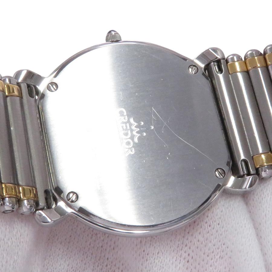 セイコー クレドール ダイヤベゼル 5A74-0190 SEIKO 腕時計 アイボリー文字盤 【安心保証】の画像