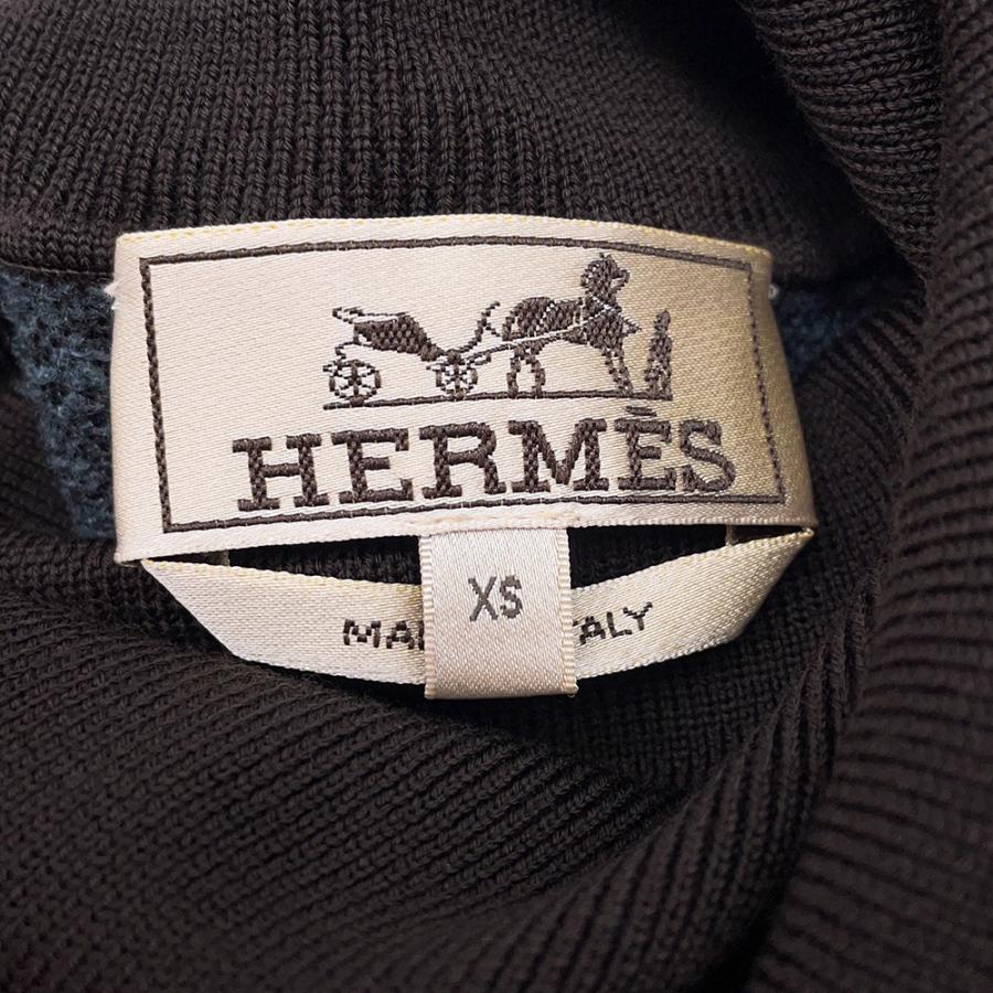 エルメス ニット タートルネック 総柄 ウール メンズサイズXS HERMES トップス_5