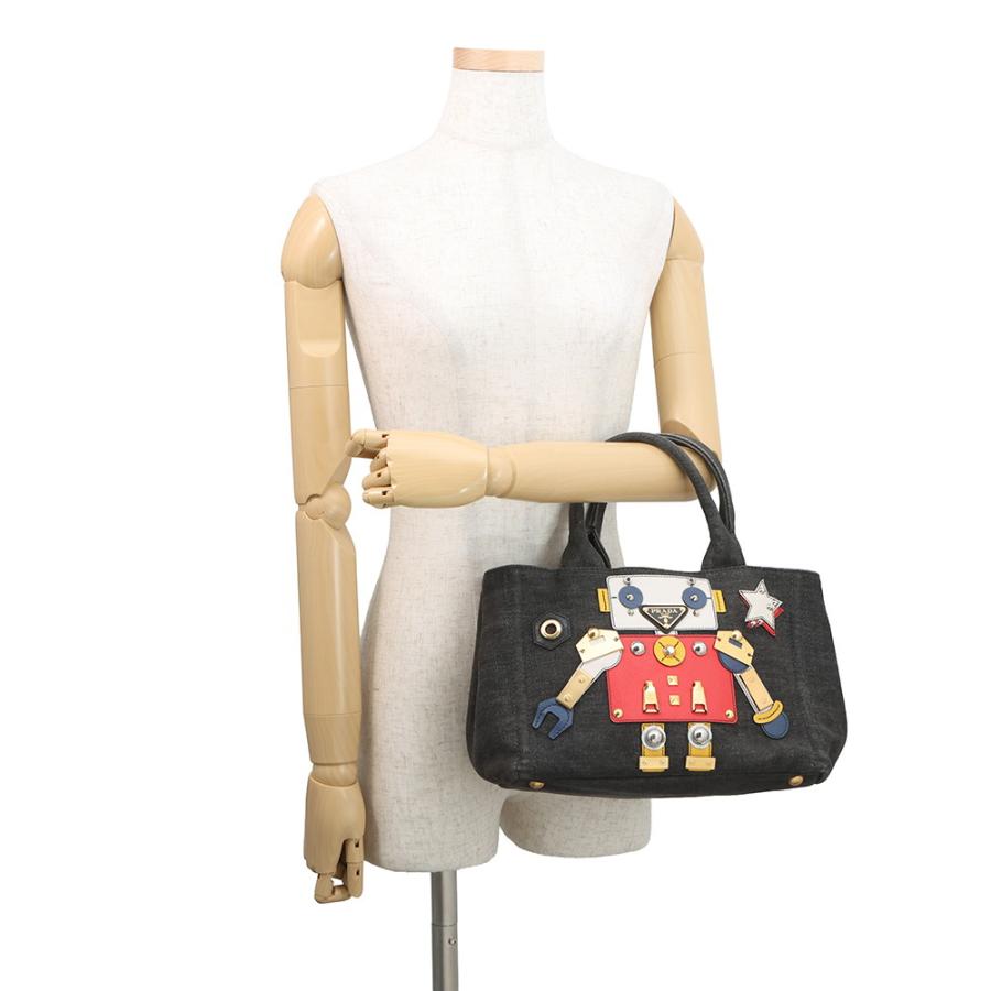 希少!! 美品✨ PRADA プラダ カナパ S ロボット デニム グレー プラダ トートバッグ カナパ CANAPA ロボット デニム/レザー 1BG439
