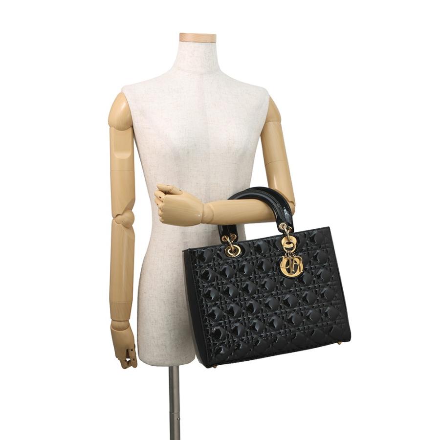 ディオール ハンドバッグ カナージュ レディディオール ラージ パテントレザー Christian Dior 2way 黒 【安心保証】_3