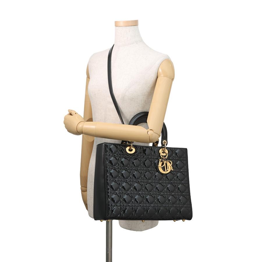 ディオール ハンドバッグ カナージュ レディディオール ラージ パテントレザー Christian Dior 2way 黒 【安心保証】_4