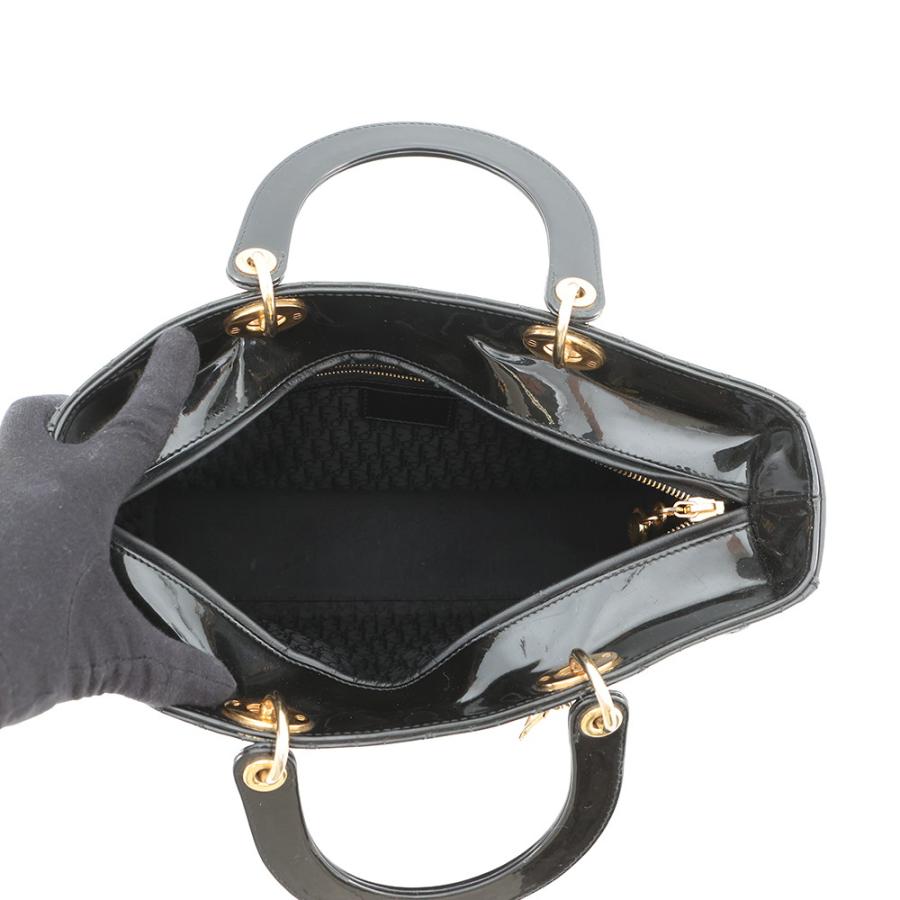 ディオール ハンドバッグ カナージュ レディディオール ラージ パテントレザー Christian Dior 2way 黒 【安心保証】_5