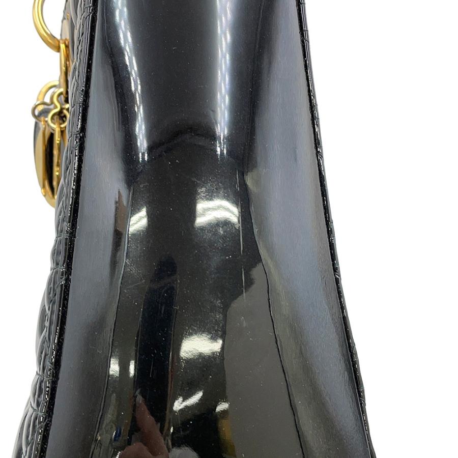 ディオール ハンドバッグ カナージュ レディディオール ラージ パテントレザー Christian Dior 2way 黒 【安心保証】_8