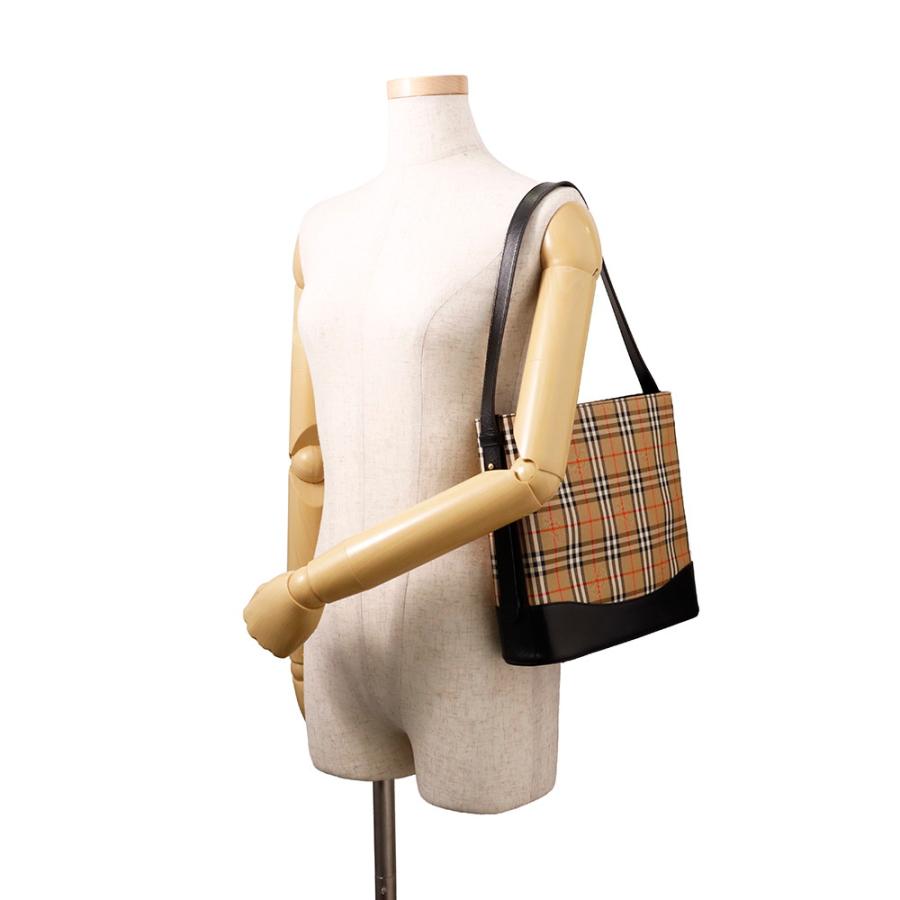 バーバリー ショルダーバッグ チェック キャンバス レザー BURBERRY