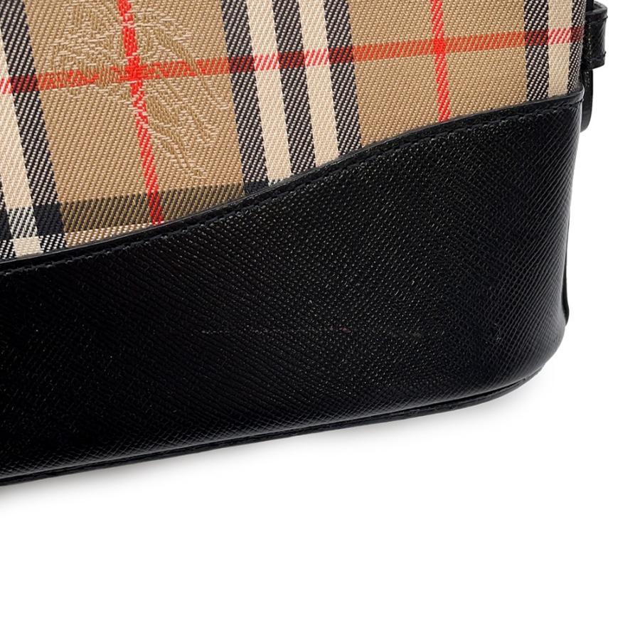 バーバリー ショルダーバッグ チェック キャンバス レザー BURBERRY