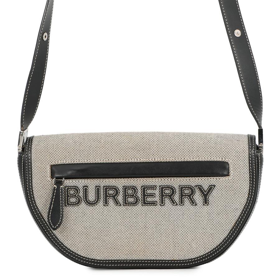 バーバリー ショルダーバッグ オリンピア ハーフムーン スモール キャンバス レザー 8039779 BURBERRY 黒 バーバリー ショルダーバッグ オリンピア ハーフムーン スモール