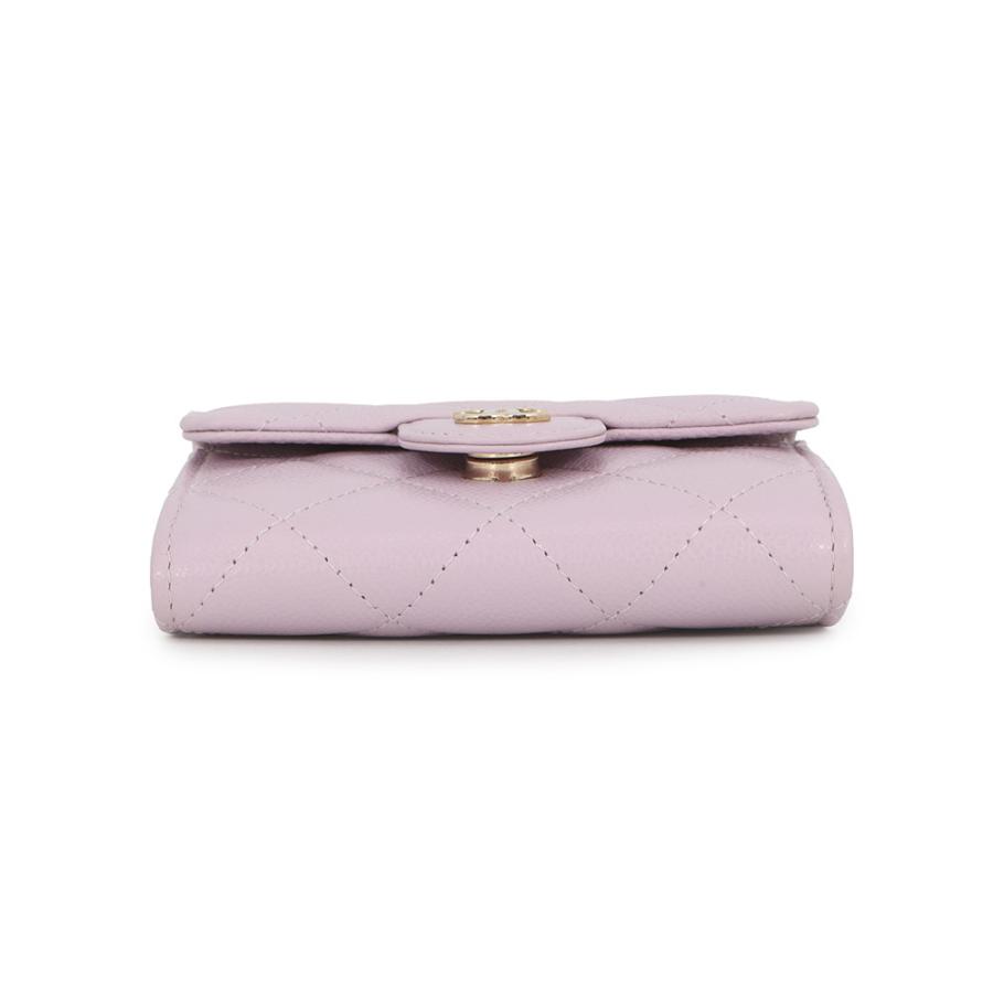 CHANEL キャビアスキン ミニ チェーンウォレット くすみパープル シャネル チェーンウォレット マトラッセ ココマーク ミニ キャビア