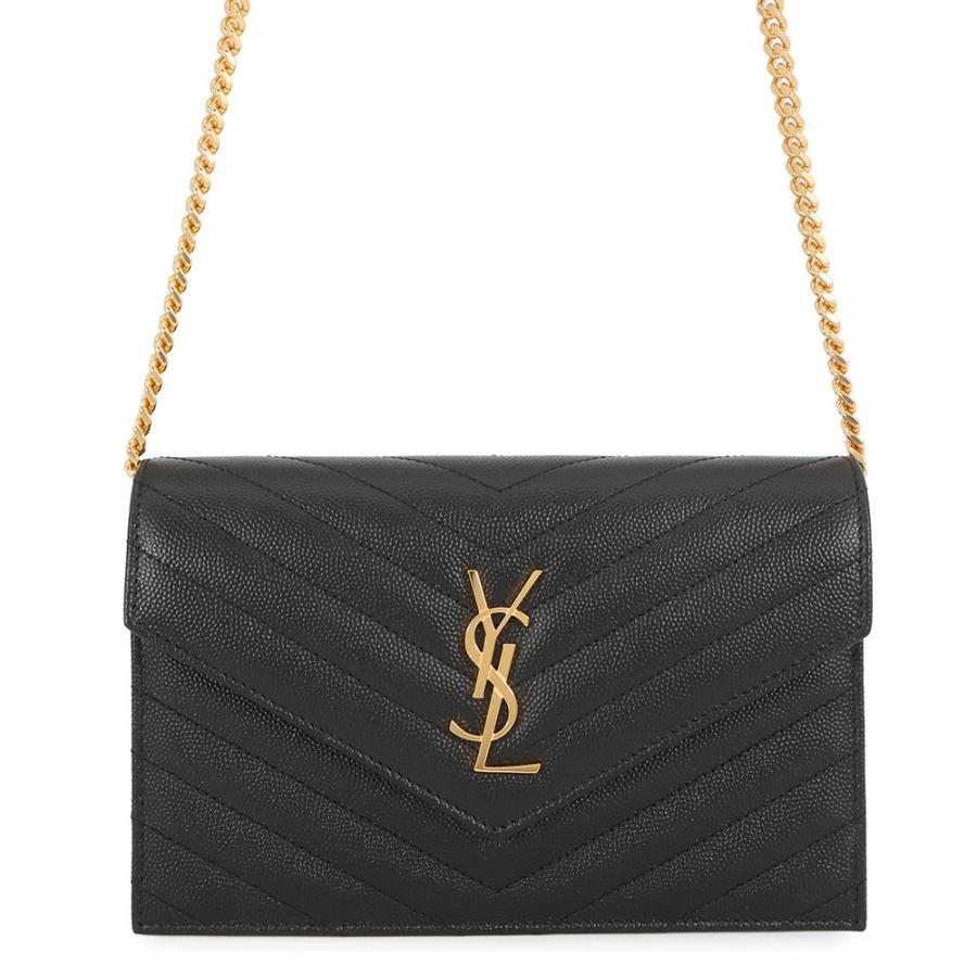 サンローランパリ チェーンウォレット カサンドラ エンベロープ レザー 393953 SAINT LAURENT PARIS 財布 黒 サンローランパリ チェーンウォレット カサンドラ エンベロープ レザー