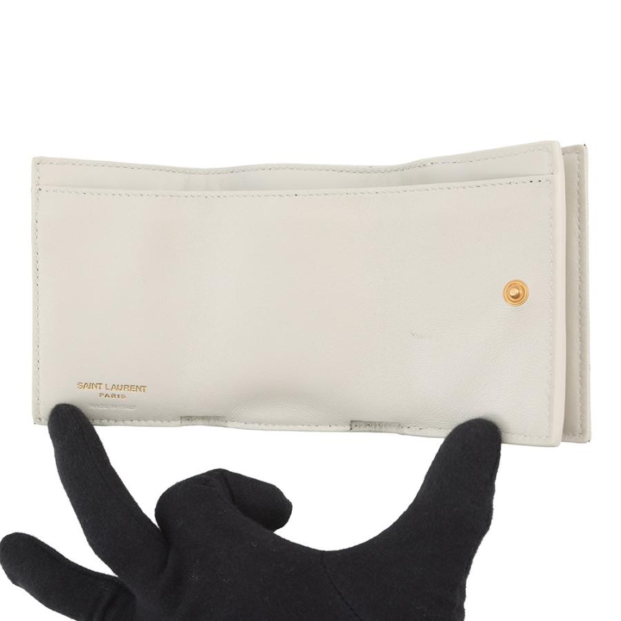 極美品 SAINT LAURENT オリガミ 三つ折財布 タイニーウォレット 白 サンローランパリ 三つ折り財布 モノグラム オリガミ タイニー
