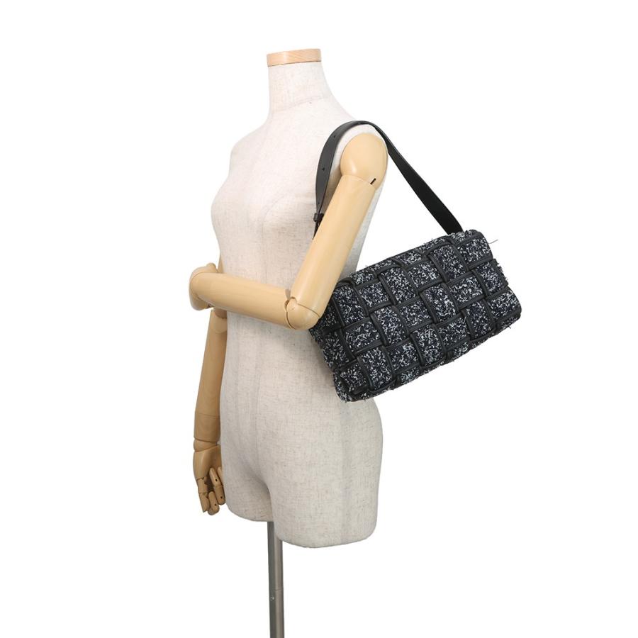 ボッテガヴェネタ ショルダーバッグ ブリックカセット マキシイントレチャート ツイード レザー BOTTEGA VENETA バッグ 黒 【安心保証】_3