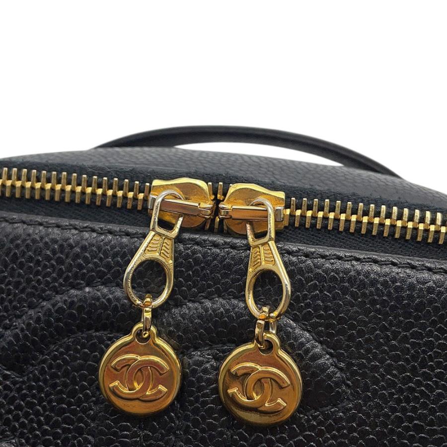シャネル ハンドバッグ バニティバッグ ココマーク キャビアスキン 横型 A07058 CHANEL バッグ 黒 【安心保証】の画像