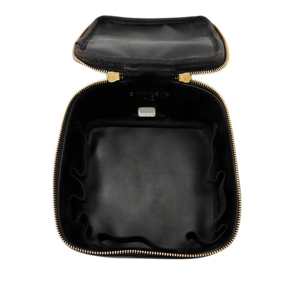 シャネル ハンドバッグ バニティバッグ ココマーク キャビアスキン 横型 A07058 CHANEL バッグ 黒 【安心保証】の画像