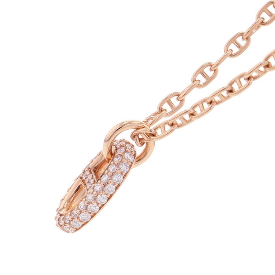 エルメス ネックレス シェーヌダンクル ファランドールPM ダイヤモンド 48P 計0.45ct K18PGピンクゴールド サイズST ペンダント 【安心保証】