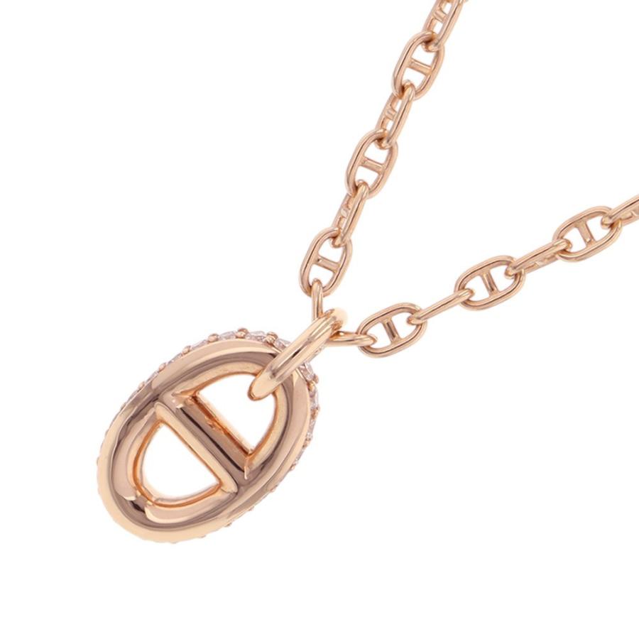 エルメス ネックレス シェーヌダンクル ファランドールPM ダイヤモンド 48P 計0.45ct K18PGピンクゴールド サイズST ペンダント 【安心保証】
