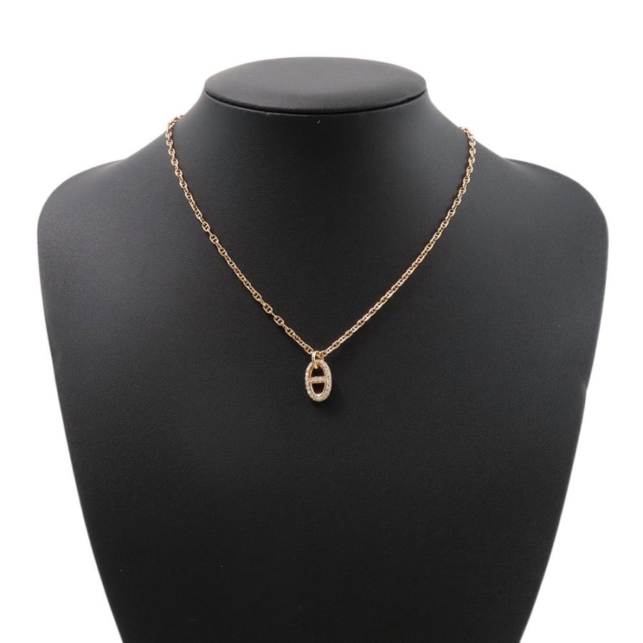 エルメス ネックレス シェーヌダンクル ファランドールPM ダイヤモンド 48P 計0.45ct K18PGピンクゴールド サイズST ペンダント 【安心保証】