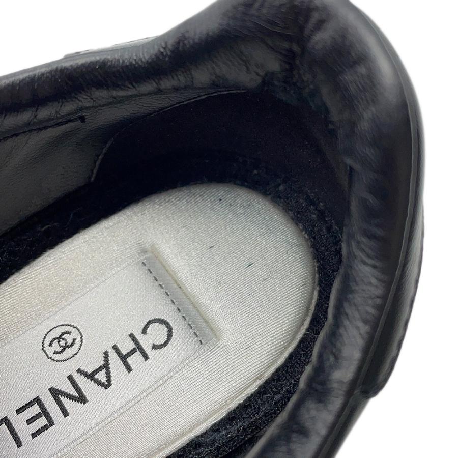 シャネル スニーカー ココマーク レディースサイズ38 カーフスキン G46733 CHANEL 靴 黒 【安心保証】_8