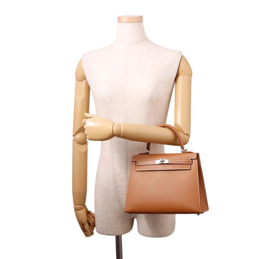 エルメス ハンドバッグ ケリー25 外縫い ゴールド/シルバー金具 ヴォー 