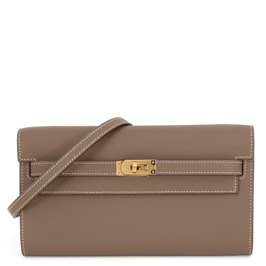 HERMES エルメス ケリーウォレット エトゥープ ゴールド金具 C刻印 美品 エルメス ケリーウォレット ロング トゥーゴー エトゥープ/ゴールド
