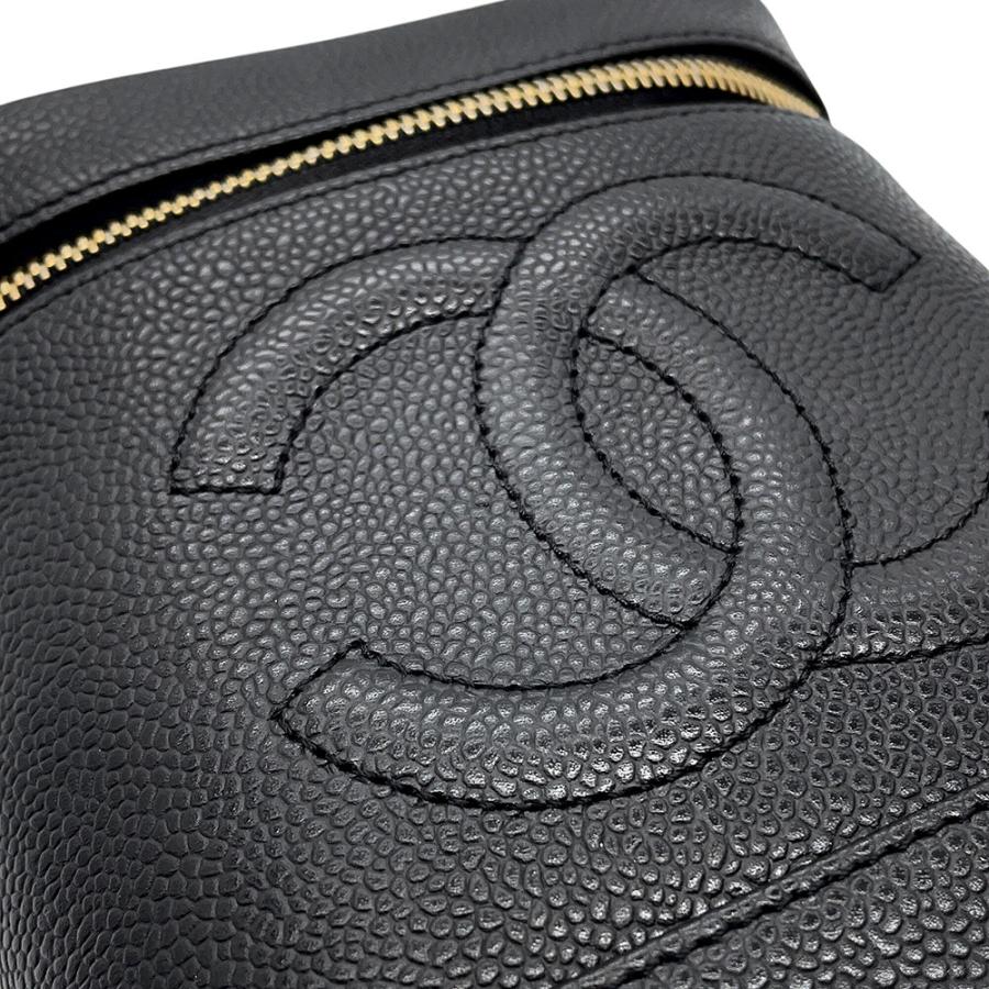 シャネル バニティバッグ ココマーク キャビアスキン 縦型 A01998 CHANEL 化粧ポーチ コスメポーチ 黒 【安心保証】の画像