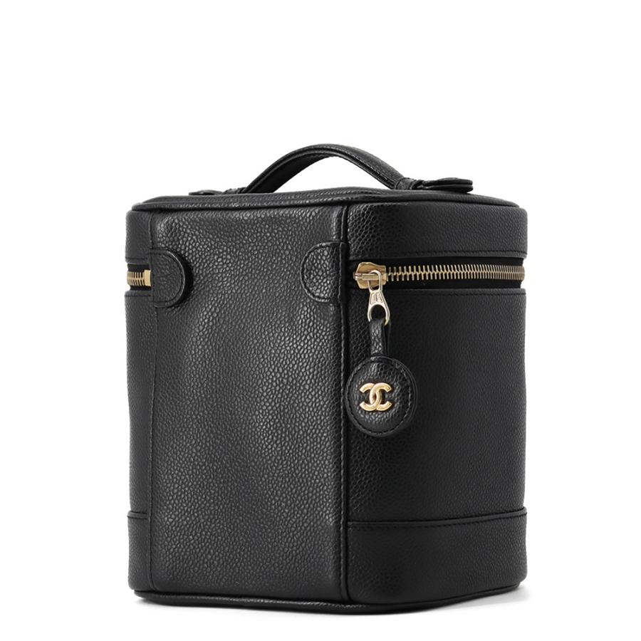 シャネル バニティバッグ ココマーク キャビアスキン 縦型 A01998 CHANEL 化粧ポーチ コスメポーチ 黒 【安心保証】の画像