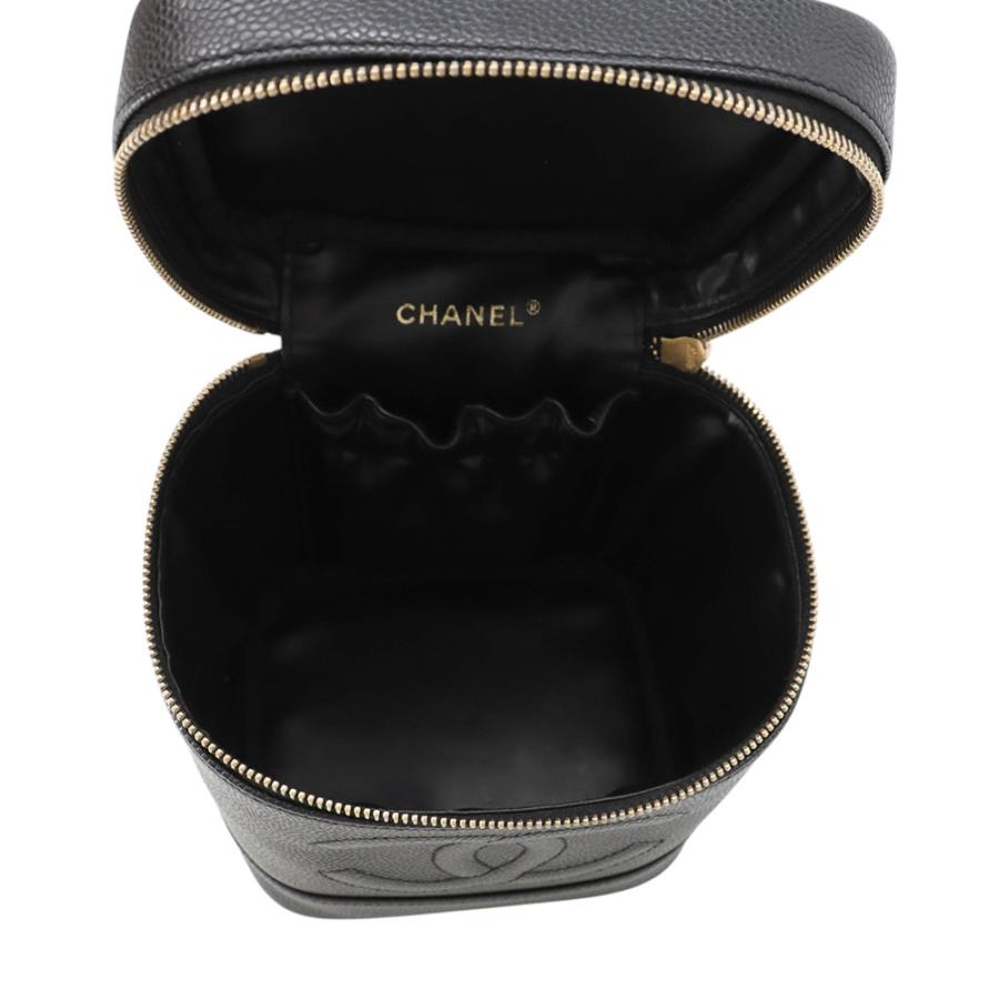 シャネル バニティバッグ ココマーク キャビアスキン 縦型 A01998 CHANEL 化粧ポーチ コスメポーチ 黒 【安心保証】の画像