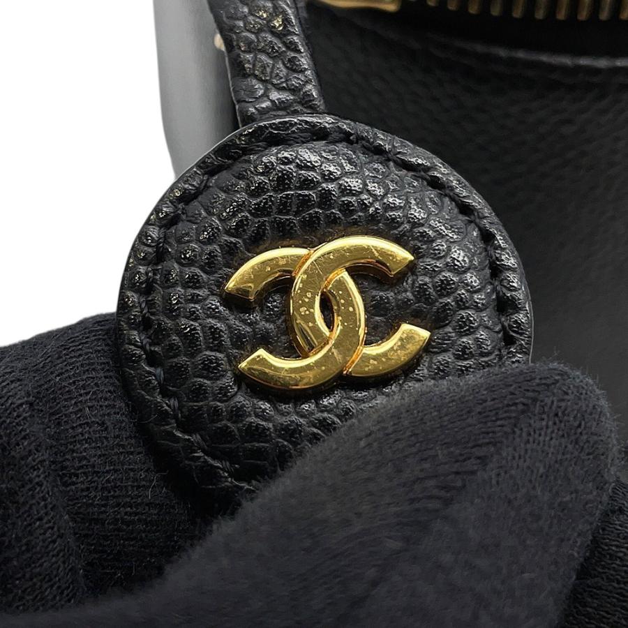 シャネル バニティバッグ ココマーク キャビアスキン 縦型 A01998 CHANEL 化粧ポーチ コスメポーチ 黒 【安心保証】の画像