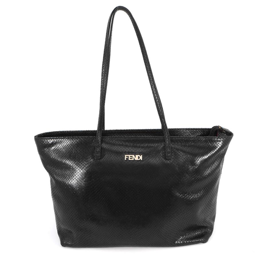 フェンディ トートバッグ パイソン型押しレザー 8BH198 FENDI 黒 