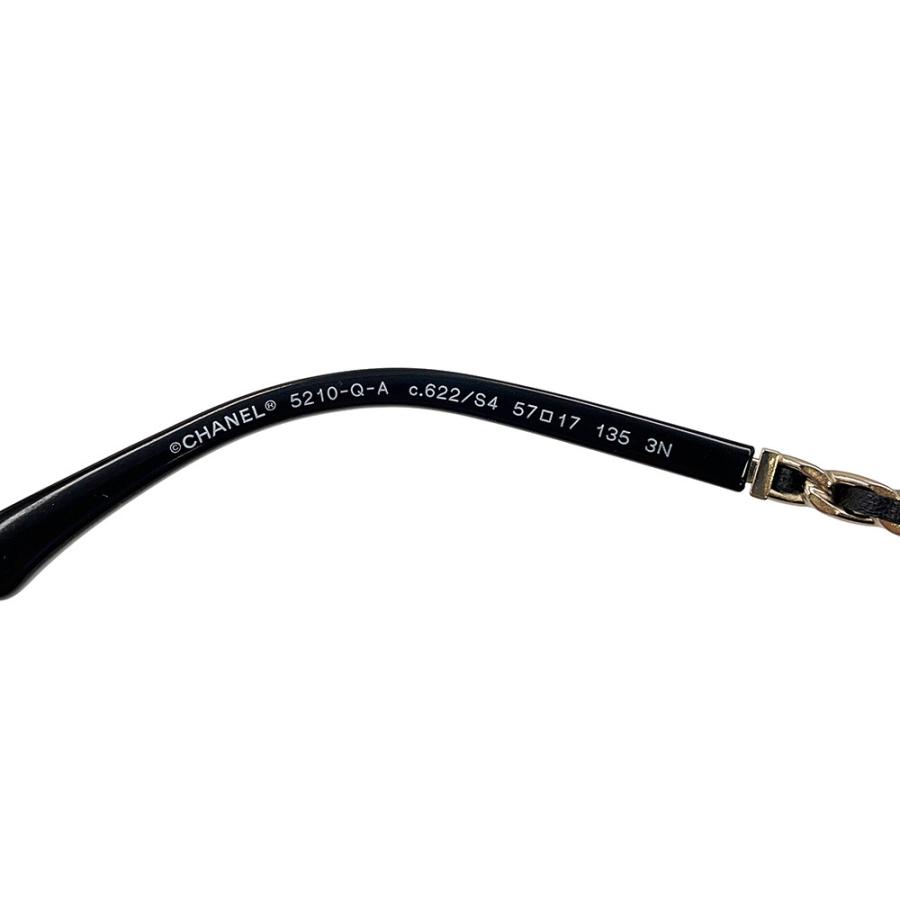 シャネル サングラス スクエア シェイプ ロゴチェーン付き カメリア ココマーク A40911 CHANEL アイウェア 黒の画像
