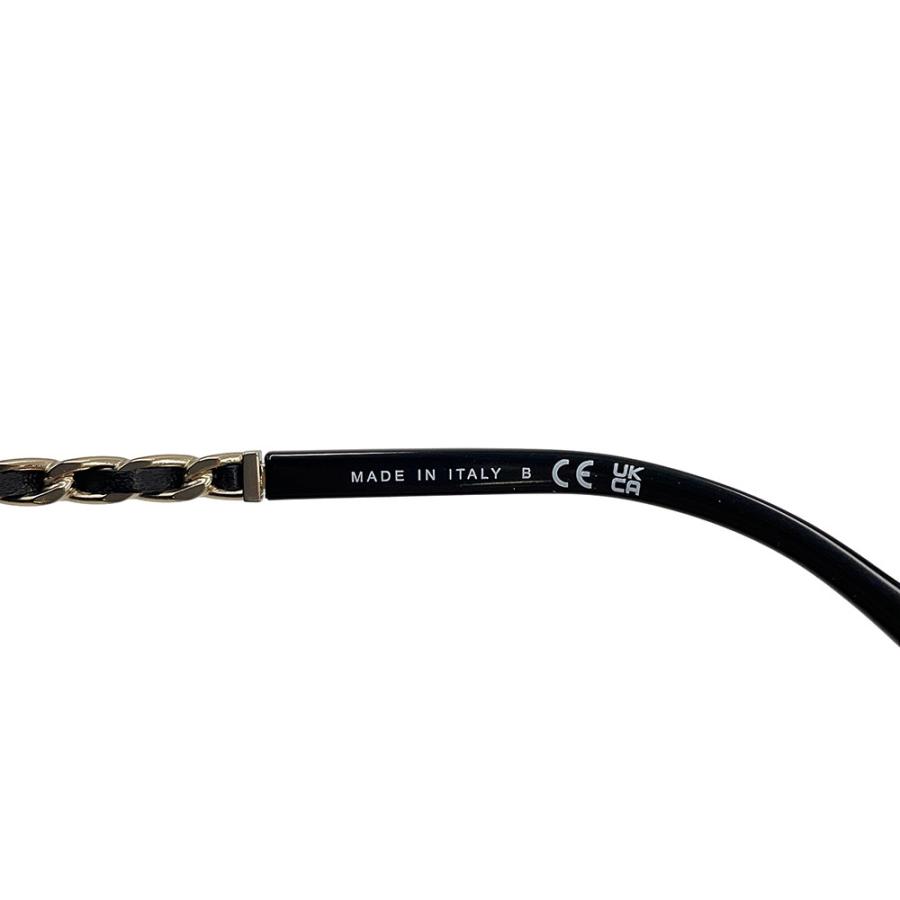 シャネル サングラス スクエア シェイプ ロゴチェーン付き カメリア ココマーク A40911 CHANEL アイウェア 黒の画像