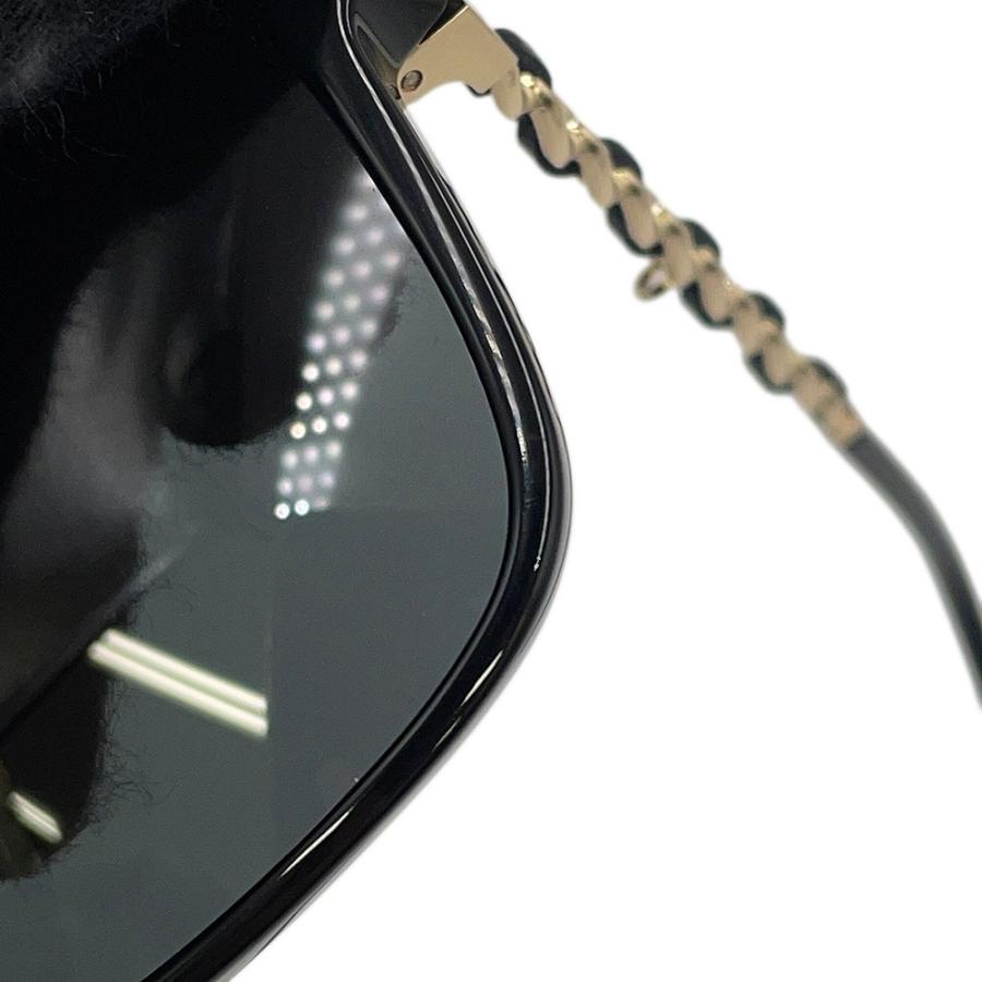 シャネル サングラス スクエア シェイプ ロゴチェーン付き カメリア ココマーク A40911 CHANEL アイウェア 黒の画像