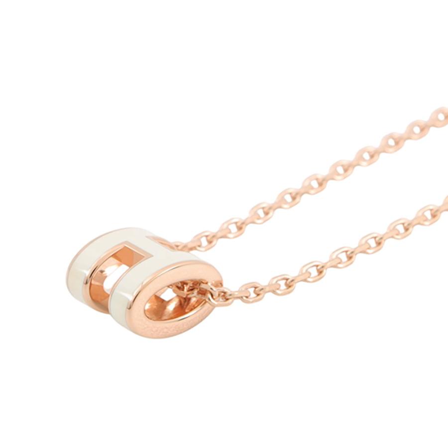 エルメス ネックレス ミニ・ポップアッシュ ホワイト/ピンクゴールド金具 HERMES アクセサリー 白の画像