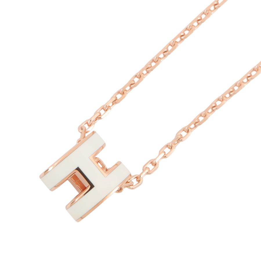 エルメス ネックレス ミニ・ポップアッシュ ホワイト/ピンクゴールド金具 HERMES アクセサリー 白の画像