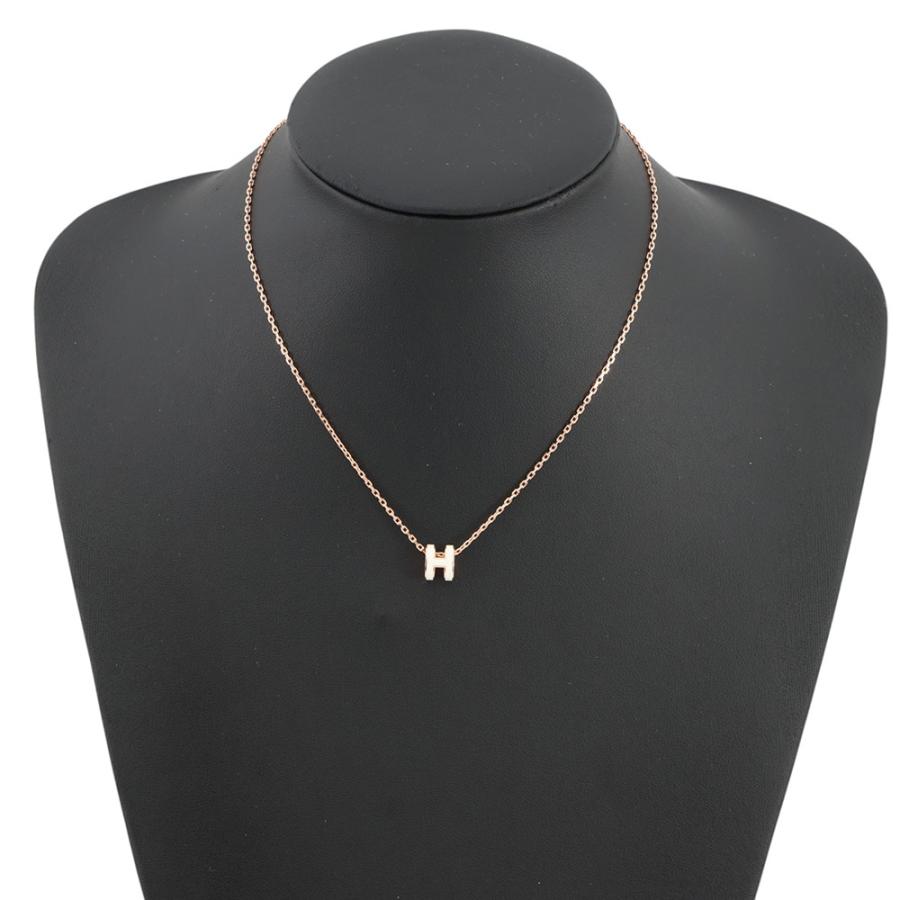 エルメス ネックレス ミニ・ポップアッシュ ホワイト/ピンクゴールド金具 HERMES アクセサリー 白の画像
