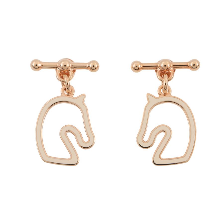 エルメス ピアス トネール クレーム/ピンクゴールド金具 HERMES 